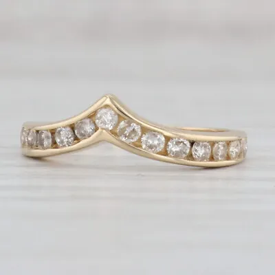$264.49 • Buy 0.38ctw Diamond Contoured V Ring 14k Yellow Gold Size 6.5 Stackable Band