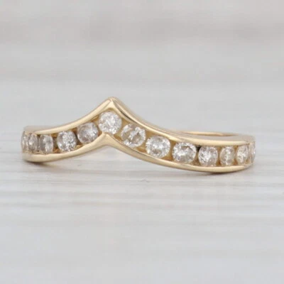 $264.49 • Buy 0.38ctw Diamond Contoured V Ring 14k Yellow Gold Size 6.5 Stackable Band