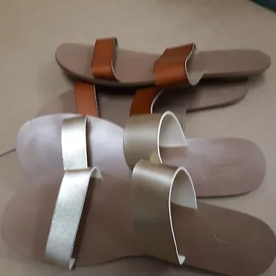 J Crew Boadwalk Vegan Leather Sandals Slides SZ 10 Lot Of 2 • $16