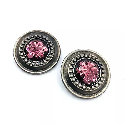 $62.95 • Buy Vintage Ben Amun Earrings Big Molded Amethyst Glass Cabochons Clip Back Couture