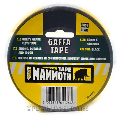 Everbuild Gaffa Mammoth Tape Black/silver 50mm X 45m Cloth Strong Repair • £8.20