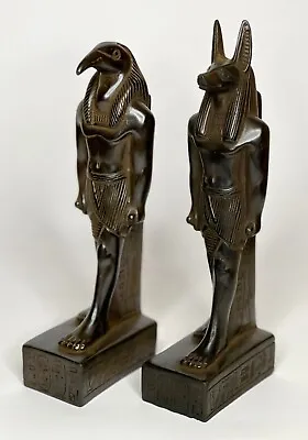 ANCIENT EGYPTIAN ANTIQUES 2 STATUE ANUBIS AND THOTH  EGYPT CARVED Black STONE • $99