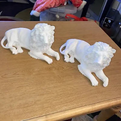 A. Giannel Lion Statue Figurines Handcrafted. Italy. White Carrara Bonded Marble • $50