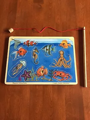 Melissa & Doug  Wooden Magnetic Fishing Game Puzzle  Lights Camera Interaction! • $5.99