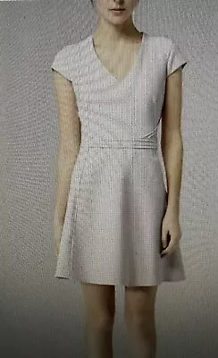 REISS A-Line Cap Sleeve V-Neck Lilac Alsace Mini Dress Size 6 US 10 UK Lined • $44.98