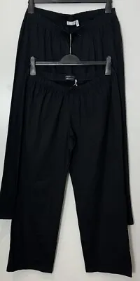 Asos Maternity Pyjama Pants 2 Pack Black Cotton Jersey Straight Leg Size 8 New • £12.50