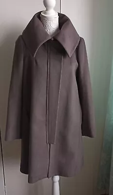 £29.99 • Buy Zara Woman 67% Wool 15% Angora Swing Cape Coat Taupe Size M UK 10 A-line Zip 