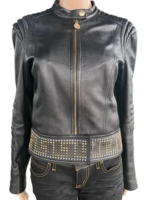 Versace X H&M Leather Jacket 38 • $330