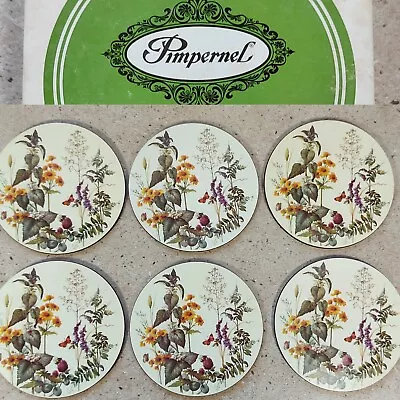 6 Pimpernel Round Melamine Coasters Wayside Flowers • £4.99