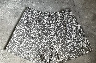 Adini Safari Spot Cotton Grey / Khaki Cotton Shorts Size M 12-14 • £9.99