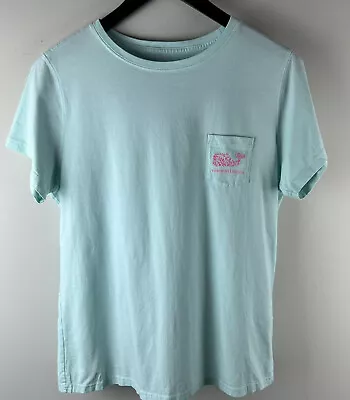 Women's Vineyard Vines Green Pink Coral Whale Pocket T-Shirt L • $21.99