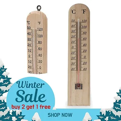 Large Wall Wooden THERMOMETER Indoor Outdoor Garden Greenhouse Home Room Office • £3.45