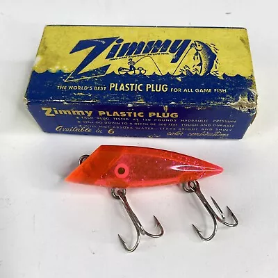 Vintage Tradewinds Zimmy Plug Salmon Fishing Lure Red Glow  3  USA • $28.75