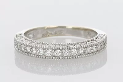 .50ctw Round Cut Diamond Milgrain Wedding Band Ring 14k White Gold Size 5.75 • $524.99