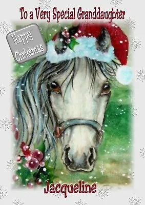 Personalised Christmas Card Horse Daughter Son Grandson Granddaughter Mum Dad • £2.99