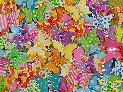 20 Handmade Layered Butterflies With Gems. Toppers Embellishments. Card Making. • £3.99
