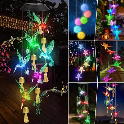 Hanging Colour Changing Solar Powered LED Heart Lights Lamp Garden Wind Chime • £10.55