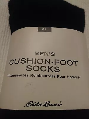 Eddie Bauer Mens Xl Cushion Foot Socks Size Xl. 13-15 Black Nwt • $19.99