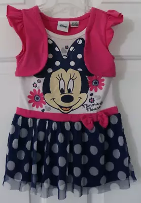 Girl's Toddler Dress MINNIE MOUSE Pink Crop Jacket Sparkle Hearts Size 2T Disney • $3.33
