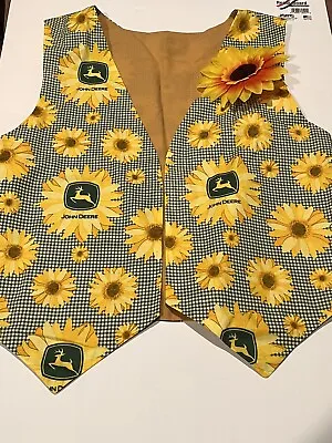Vest Sm/ Med Hand Crafted John Deere Tractor Sunflower’s Farm Prairie Floral • $11.07