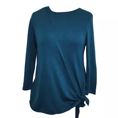 J. JILL Wrap Sweater Dark Teal Blue Medium Cotton Cashmere Blend • $18