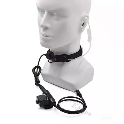 Tactical Throat Mic Earpiece Headset U94 PTT For Kenwood TK2107 Baofeng UV-5R • $28.29