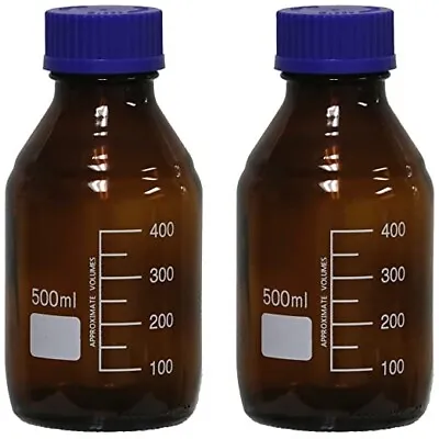 Karter Scientific 500ml Amber Glass Round Media Storage Bottle (Pack Of 2) • $19.99