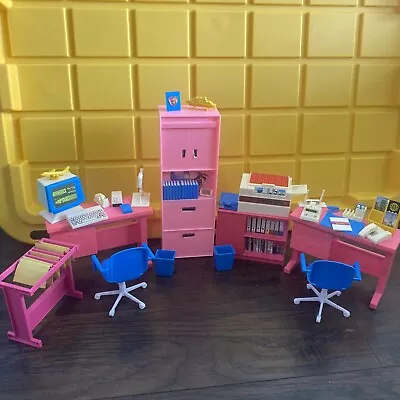 Vintage 1986 Barbie Travel Agent Play Set Office Accessories Desk Chair Copier • $54.99