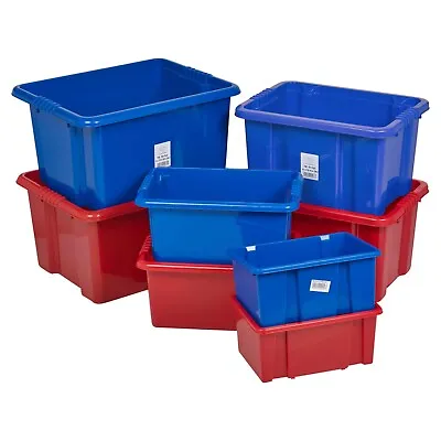 £7.99 • Buy Coloured Plastic Home Storage Boxes Quality Stackable Arts & Craft Toy Container