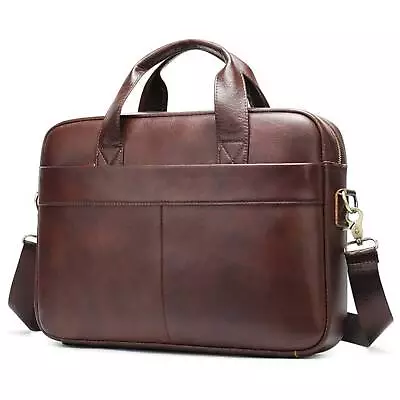 Men Laptop Bag Genuine Leather Handmade Business Briefcase Travel Work Handbag • £35.99