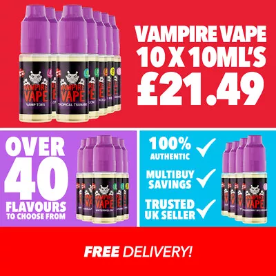 Vampire Vape E Liquid | 10 X 10ml | Vape Juice |  Heisenberg | Pinkman | E Cig • £21.49