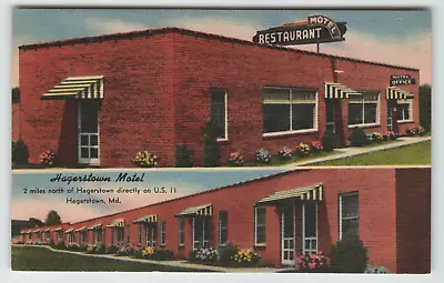 Postcard Linen Dual View The Hagerstown Motel And Restaurant In Hagerstown MD. • $4.57