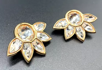 Vintage Swarovski  S.A.L.  Original Rhinestone Crystal 18K Gold Plated Earrings • $98