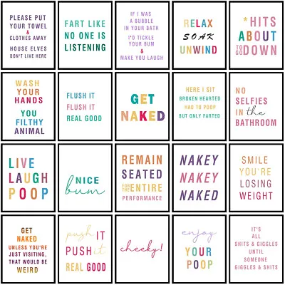 A3 A4 A5 Colourful Bathroom English Pictures Art Canvas Poster Prints Wall Decor • £5.36