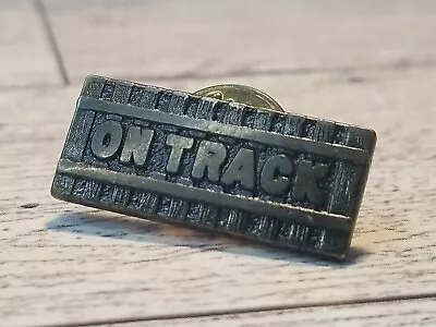  On Track  Railroad Train Tracks Metal Collectible Lapel Hat Pin Brooch • $4.95