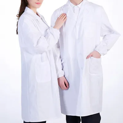 New Unisex White Hospital Uniform Lab Coat Medical Doctor Long Coat Solid S-3XL • $11.99