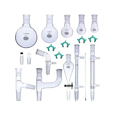 Laboy Glass Organic Chemistry Kit 24/40 Lab Glassware Set Apparatus 19pcs • $212.48