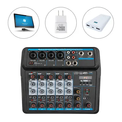 $57.95 • Buy 6 Channel Audio Mixer DJ Console Musical Mixing Device With Sound Board