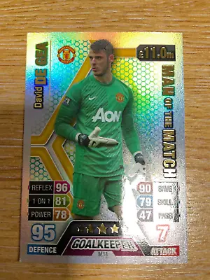 Manchester United Match Attax David De Gea Man Of The Match Card • £2.50