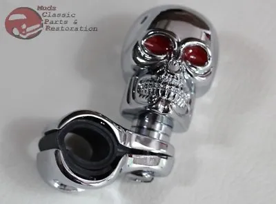 Custom Chrome Skull Suicide Spinner Steering Wheel Clamp On Brody Style Knob New • $28.65