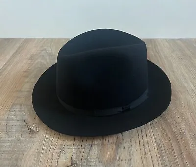 £59.99 • Buy Olney E163 Brompton Fur Felt Fedora Hat Navy BNWT Made In England Mens Hat