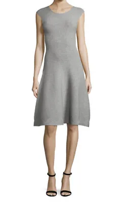 Milly Geometric Knit Dress Fit And Flare Gray Sz Medium Pristine • £30.84