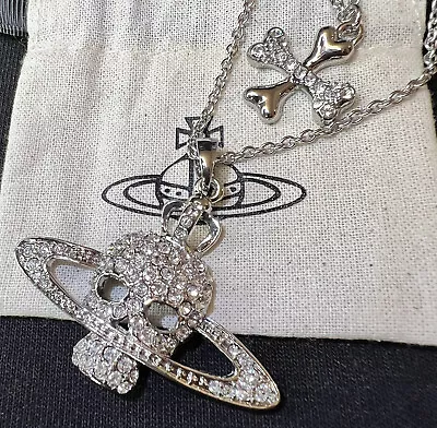 Vivienne Westwood Nana Y2K Crystal Skull With Cross Double Necklace #222 • $93