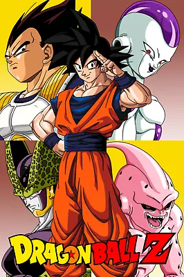 Dragon Ball Z Poster  Goku Buu Cell And Vegeta  12in X 18in Free Shipping • $9.95