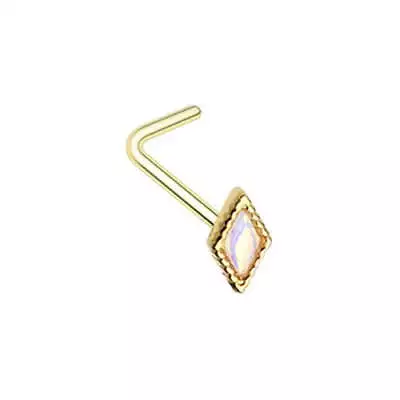 Golden Illuminating Diamond Shape L-Shape Nose Ring • $9.99