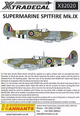 Xtradecal 32020 1:32 Supermarine Spitfire Mk.IXc • £8.09