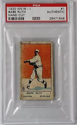 Pre-war Card 1920 W516-1 #1 Babe Ruth Hand Cut New York Yankees Psa Authentic • $9950