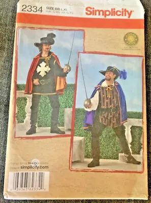 Simplicity 2334 Men's 3 Musketeers Costume Sewing Pattern L-XL Factory Folded • $8.95