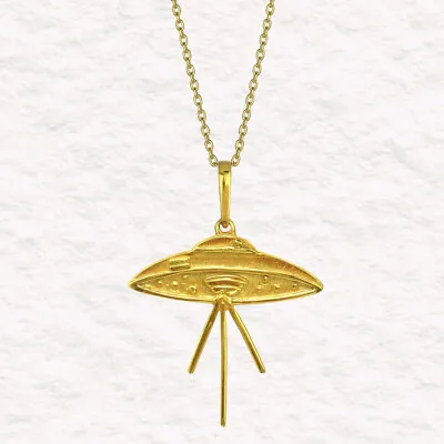 The Elvis UFO 24k GP .950 Silver 1  Pendant Necklace| Across The Puddle • $49.50