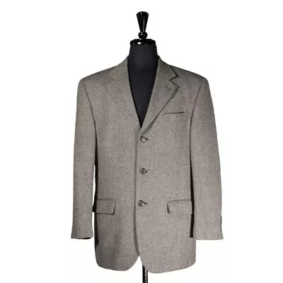 Ralph Lauren Mens Blazer Beige Tweed Wool 3 Button Lined Jacket Sport Coat 40R • $59.99